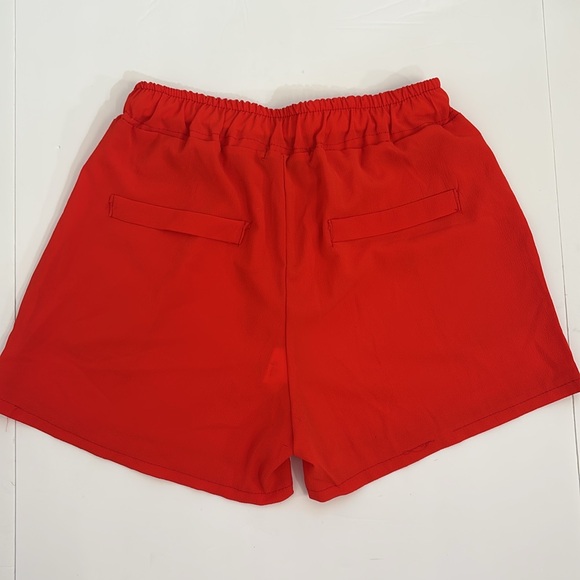 Vibrant Casual Short Italian red/orange drawstring waist crepe sheer classic - Picture 6 of 9